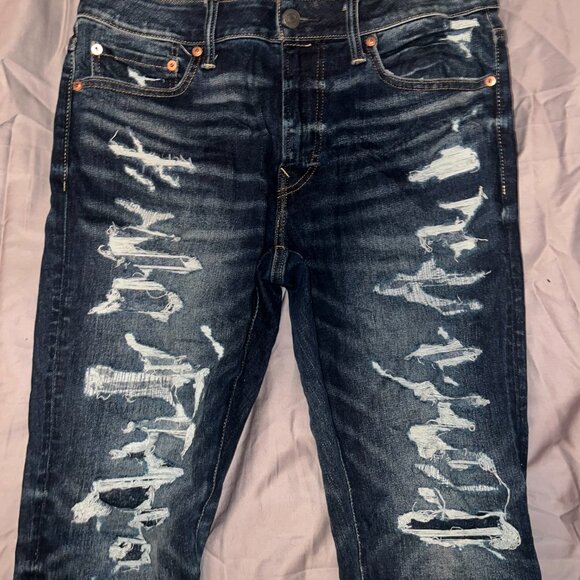 American Eagle Airflex+ distressed & repaired Athletic Skinny Jean. Size 32x30 - Picture 2 of 5